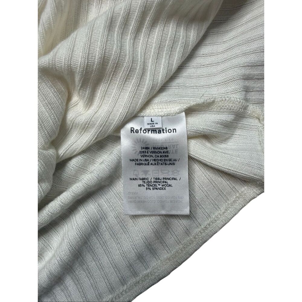 Reformation Petals Wrap Ribbed Knit Long Sleeve Top Blouse White Large - Picture 6 of 8
